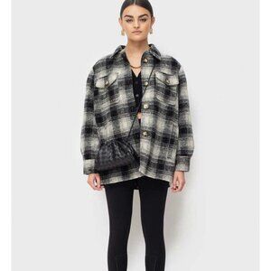 Ducie Black Plaid Long Sleeve Shirt Jacket Size O/S
